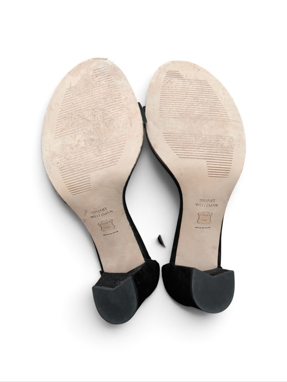 Stuart Weitzman Black Suede Open-Toe Ankle-Strap Heels - Picture 4 of 4